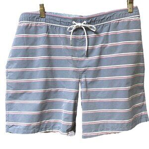 BONOBOS Swim Trunks Mens XL Blue Stripe Adjustable Waist 7" inseam Board Shorts